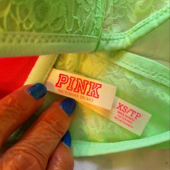 PINK Victoria Secret mint green Lace Bandeau XS-TP strapless - Picture 7 of 9